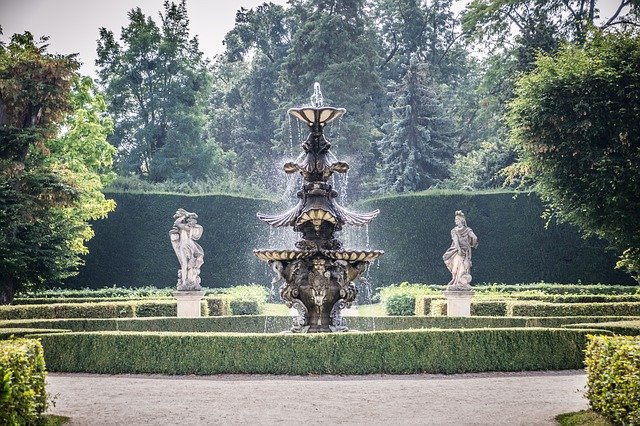 French chateau fountain